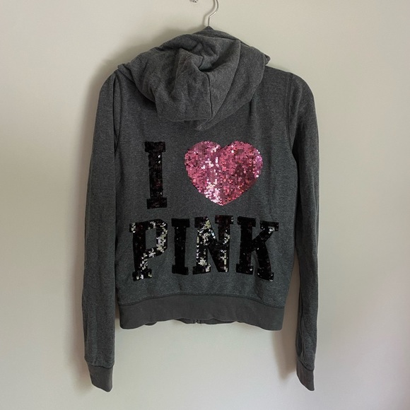 PINK Victoria's Secret Tops - Love Pink Victoria Secret zip-up sequin sweater